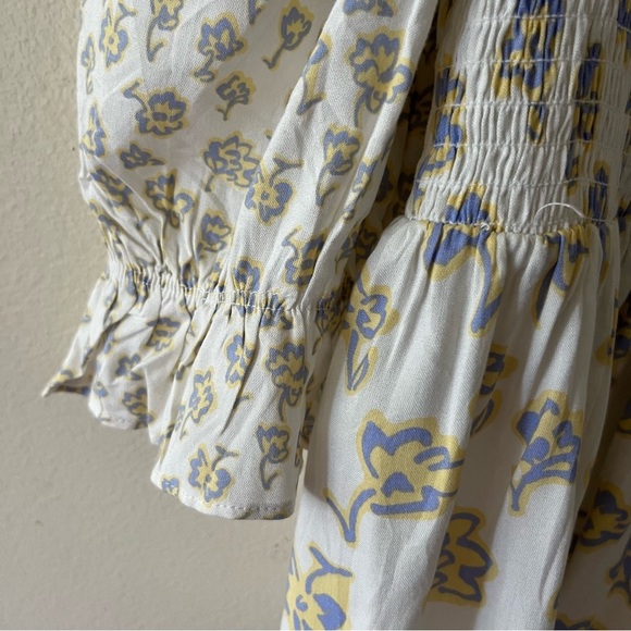 French Connection Square Neck Smock Top XL Floral Prairie Boho Western Flirty - Picture 9 of 12
